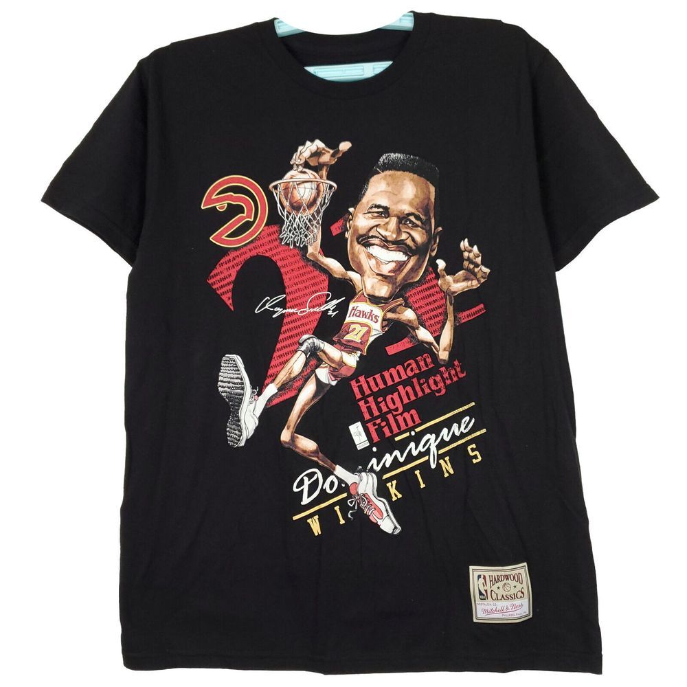 Atlanta Hawks Dominique Wilkins Mitchell & Ness S Small Shirt Character Art NWT‎